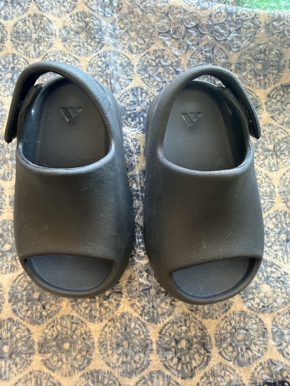 Yeezy Kids Black Slide Sandals with Back Strap